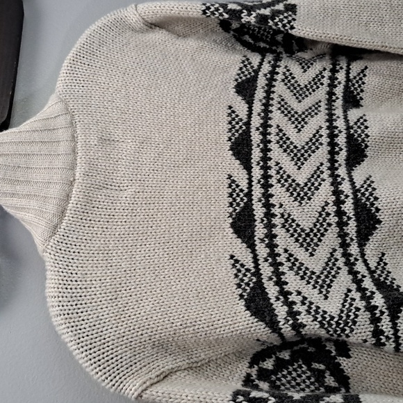 American Rag Zip-Up Sweater Acrylic Wool Blend Cream and Gray Size Large - Picture 6 of 6